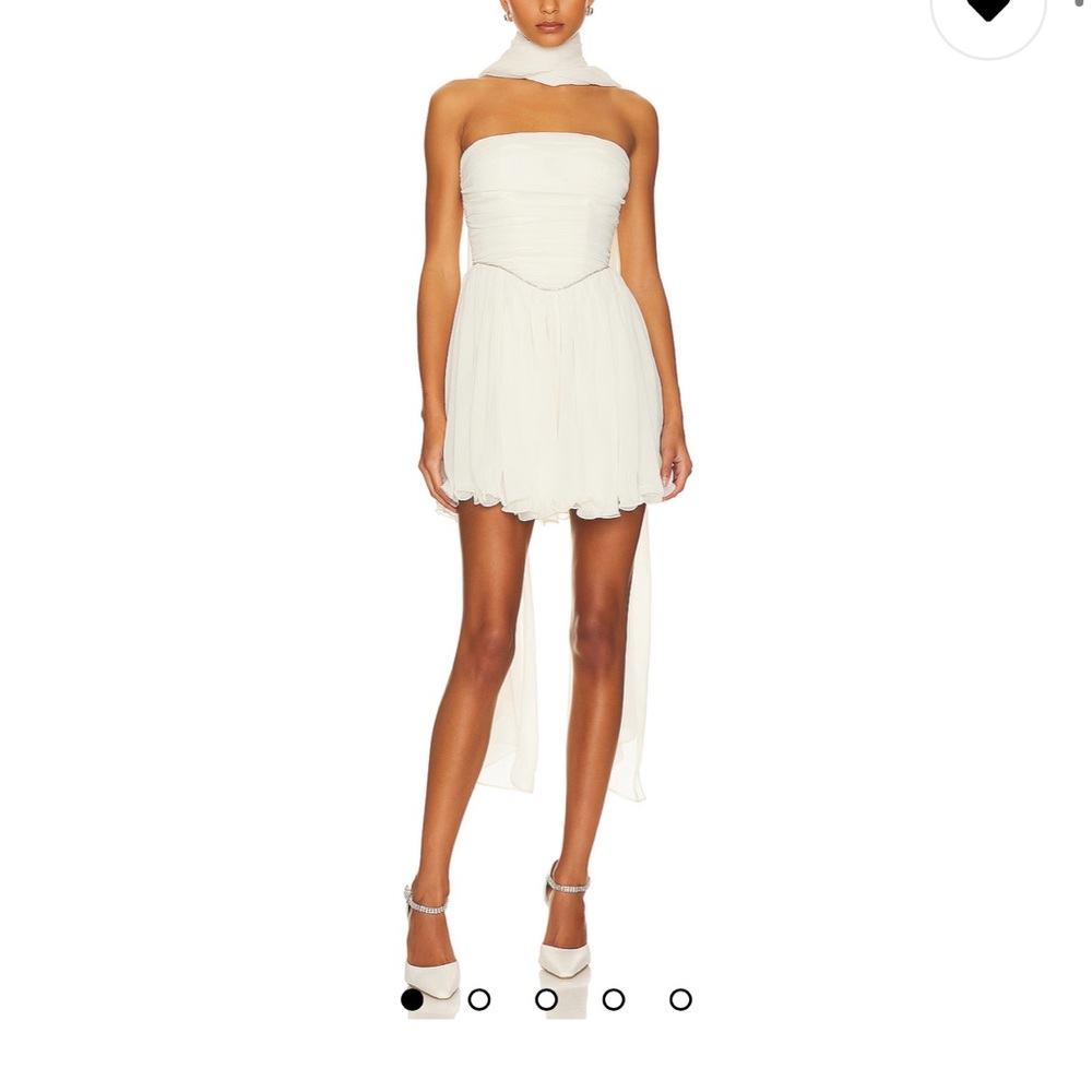 Nana Jacqueline “Chloe” White Strapless Dress with Neck Scarf